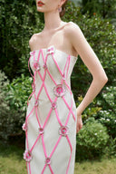 Strapless Bustier Orange Column Evening Gown With Crystal Cape for women, from IHF ATELIER, The Viet Concept