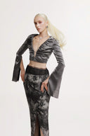 SORAMAME • Gunmetal Grey Alter Tulip High-Low Maxi Skirt