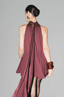 Wine Red Chiffon Halter Top for women, from HUONG, The Viet Concept 