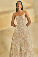  Couture 3D Crystal Floral Glitter Lace A-Line Maxi Dress for women, from L'SCARLETT, The Viet Concept