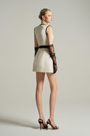 Élancia White Taffeta Puff Hip Mini Dress With Crystal Bow for women, from IHF STUDIO, The Viet Concept 