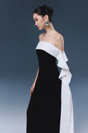 Magnolia Off-Shoulder Contrast Crepe Column Gown for women, from JOSEPHINE, The Viet Concept 