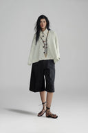 Mint Stripe Draped Cape Shirt for women, from CAOSTU, The Viet Concept