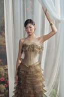 LINH PHUNG • Tiffany Couture Ruffled Taffeta Corset Maxi Dress