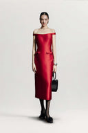 Celestine Bow-Embellished Off-Shoulder Taffeta Midi Dress for women, from HOBB, The Viet Concept 