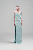 Sirena Crystal Pearl Water Silk Taffeta Evening Gown for women, from 21SIX, The Viet Concept
