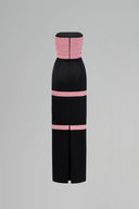 Black Silk Taffeta Pleated Bustier Gown With Satin Bow Detail for women, from IHF ATELIER, The Viet Concept