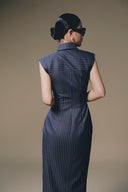Striped Kate Silk Ruched Shirt Dress for women, from Keira Tong, The Viet Concept