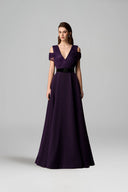 IHF ATELIER • Dark Purple Vine Guipure Lace & Lyon Velvet A-Line Gown