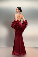 Fatima Crystal-Embellished Silk Taffeta Gown With Feather Cape for women, from 21SIX, The Viet Concept