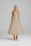 WHITE PLAN • Anderson Strapless Taffeta & Mesh Evening Gown