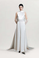 Demi Pearl Satin Scarf Halterneck Maxi Gown for women, from HOBB, The Viet Concept 