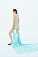 LA VIERGE • Turquesa Trailing Chiffon Duster Coat