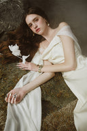 Mirena Couture Silk Satin Cape Maxi Dress for women, from LINH PHUNG, The Viet Concept