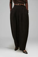 Brown Twill Peach Finished Double-Layer Cuff Oversized Shirt for women, from LECIA, The Viet Concept 