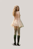 Florentine V-neck Smocking Mini Dress for women, from La Vierge, The Viet Concept 