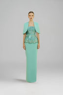 Odette Crepe Corset Peplum Gown for women, from 21SIX, The Viet Concept