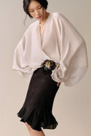 LECIA • Élise Silk Chiffon Wrap Blouse
