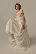 Douceur Ivory Voile Lace-Up Evening Gown for women, from POEM, The Viet Concept