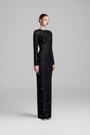 See-Through Mixed Crystal Embellished Bodycon Dress for women, from GVLUX, The Viet Concept