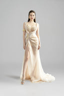 DO LONG • Insecta Ivory Floral Neckline Midi Dress