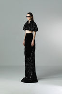 Truffle Sequin Velvet Cropped Cape Top for women, from SORAMAME, The Viet Concept