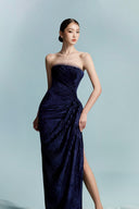 Manos Obsidian Pleated Velvet Dress for women, from BYDI, The Viet Concept 