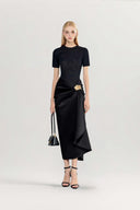 Miss Orchid Black Mesh & Silk Gown for women, from DO LONG, The Viet Concept 