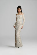 Embroidered Vine Off-Shoulder Lace Couture Dress for women, from KEIRA TONG, The Viet Concept 