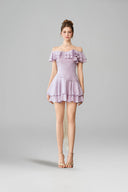 Chérie Draped Floral Embellished Mini Dress for women, from CALISTA, The Viet Concept