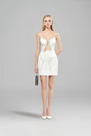 DO LONG • White Embellished Cut-Out A-Line Mini Dress