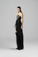 Vesper Gilded Lace Sequin Mesh Sculpted Train Dress for women, from SORAMAME, The Viet Concept
