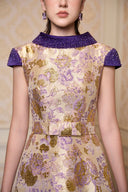Purple Floral Metallic Jacquard A-Line Evening Gown for women, from IHF ATELIER, The Viet Concept 
