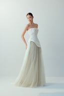 BYDI • Lune Couture Silk Taffeta & Foggy Gray Tulle Evening Gown