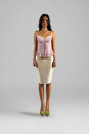 Gabri Tawny Organza Lace Midi Skirt With Fringe Tie for women, from HUELLEY HUELLEY, The Viet Concept