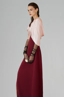 Burgundy Rosamund Maxi Dress for women, from Jenny K Tran, The Viet Concept 
