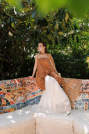LINH PHUNG • Floreth Couture Rose-Embellished Mullet Top & Pleated Mesh Skirt Set