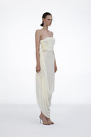 Jaida Boned Chiffon Dress with Removable Floral Pins for women, from HUELLEY ROSE, The Viet Concept 