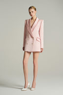 Rosé Asymmetric Silk Taffeta Blazer Dress Rhinestone Chain for women, from IHF STUDIO, The Viet Concept 
