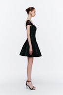 Unbound Luminous Teal Jacquard Taffeta A-Line Mini Dress for women, from MR CRAY & LADY SEXY, The Viet Concept 