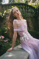 Fleur 3D Floral Corset A-Line Mesh Maxi Dress for women, from LINH PHUNG, The Viet Concept
