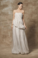 Serene Lucent White Draped Chiffon Maxi Dress for women, from BYDI, The Viet Concept