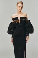 Margée Atelier • Rose Couture Fur-Trimmed Twill Evening Gown