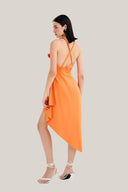 Back of Apricot Asymmetric Halter Midi Dress for women, from MUST HAVE, The Viet Concept 