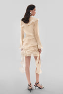 Back of Beige Long Sleeve Satin Dress for women, from MUST HAVE, The Viet Concept