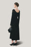 Back of Black Jream Sheath Long Sleeved Satin Crepe Midi Dress for women, from LECIA, The Viet Concept 
