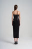 Back of Black Mesh Corset Off Shoulder Midi Split Dress from LASSY, The Viet Concept