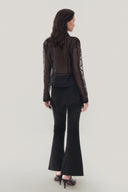 Back of Black Peplum Collared Shirt, Black Mini Skirt Flared Pants for women, from MUST HAVE, The Viet Concept 