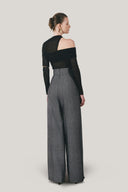 Back of Black Platine Bodycon Asymmetric Neck Tulle Top for women, from LECIA, The Viet Concept