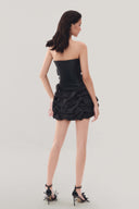 Back of Black Strapless Satin Top, Black Bubble Mini Skirt for women, from MUST HAVE The Viet Concept
